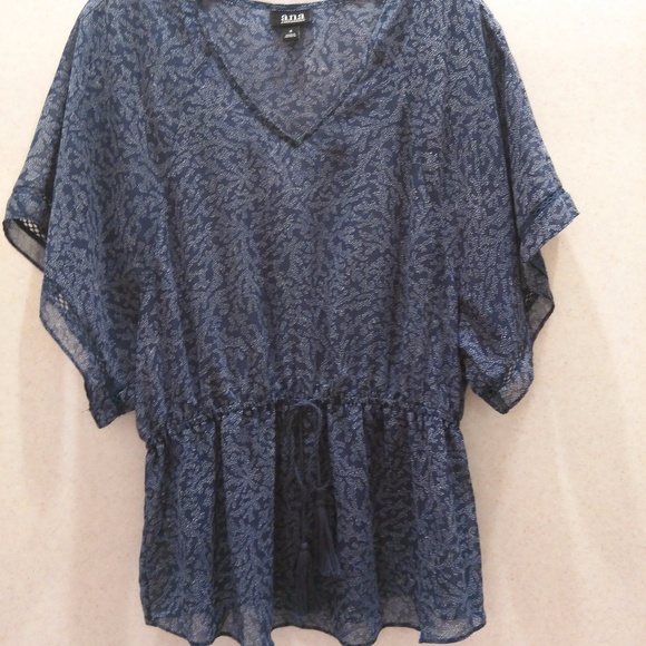 a.n.a Tops - a.n.a. sheer top, gathered waist, size Small